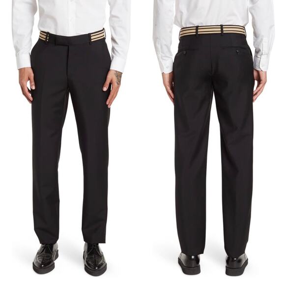 Alexander McQueen Dress Pant Cigarette Flat Front Trouser Wool Black 44 NEW $990 - Picture 1 of 13